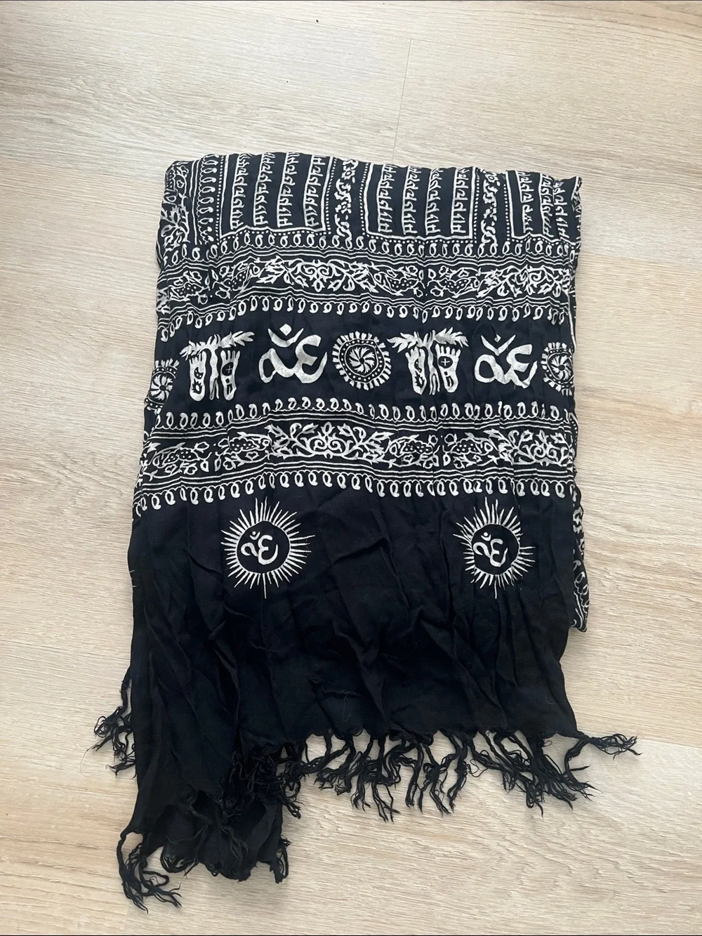 Black and White Boho Symbol Scarf